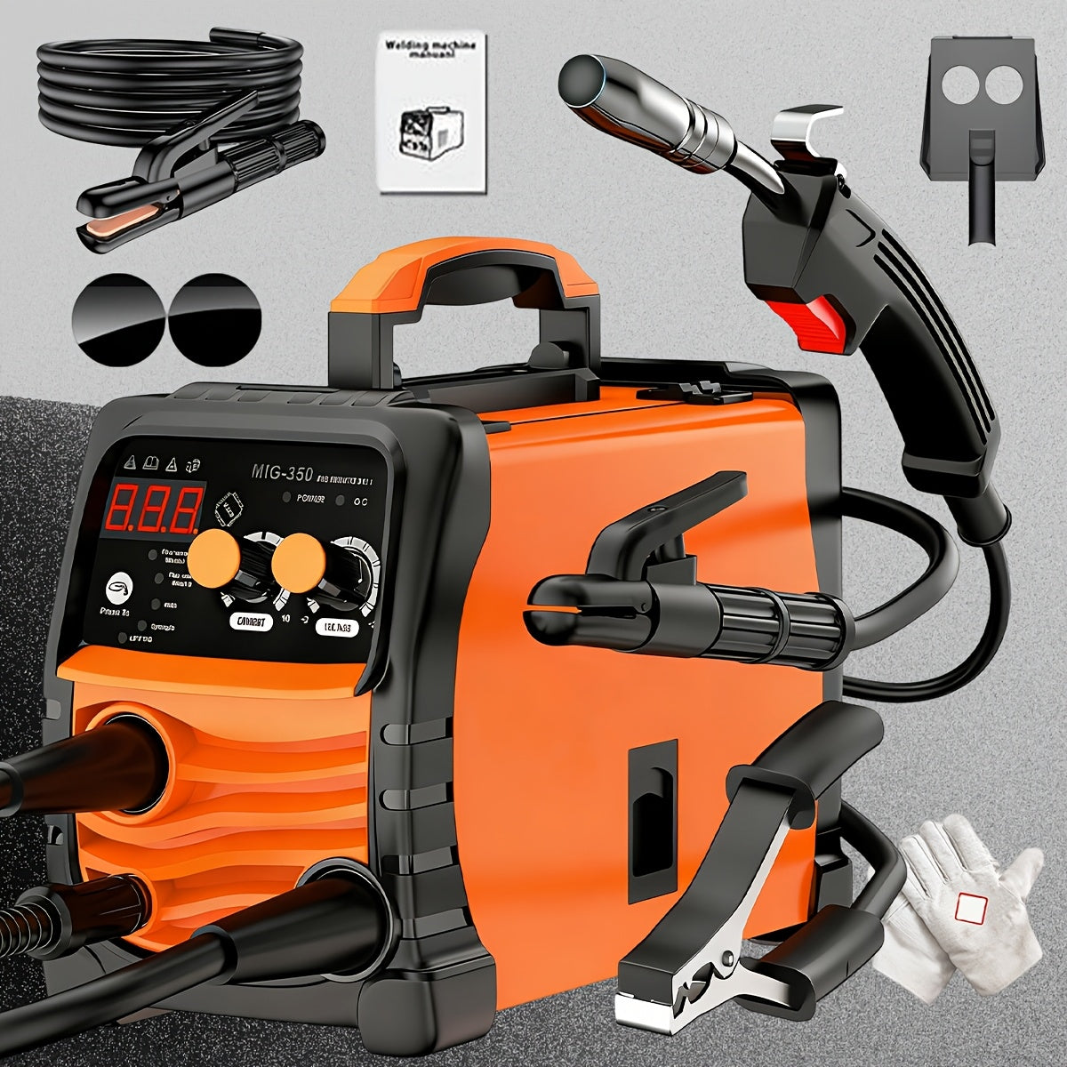 MIG Welder 3-in-1 Welding Machine 110V 105A Gasless MIG Stick ARC Portable Welder Kit with Rubber Case ¨C Complete Starter Set with Welding Wire Rods Mask Gloves for Beginners Home Industrial Repair