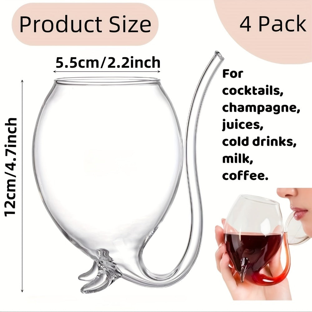 Halloween Cocktail Glasses Set of 4 ¨C 12 Oz Vampire Crane Tail Pirate-Themed Cups with Straw ¨C Reusable Insulated Drinkware for Champagne, Juice & Ice Cream ¨C Halloween & Christmas Party