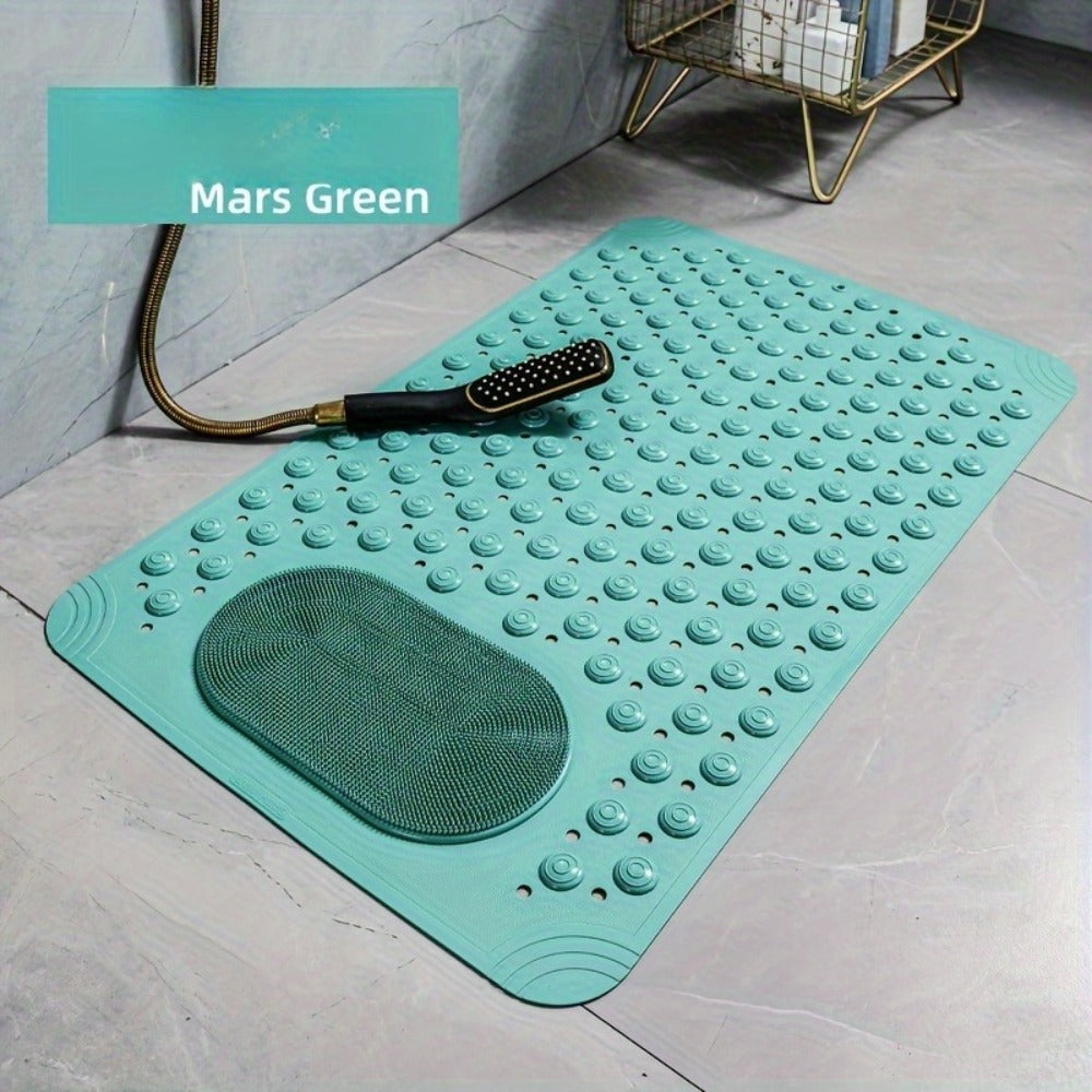 Non-Slip Bath Mat with Massage Buttons - PVC Shower Mat with Polka Dot Pattern, 0.35¡± Thick Rectangular Bathroom Safety Mat | Anti-Slip Bathtub Mat for Shower, Tub & Bathroom Floor | Multiple Colors