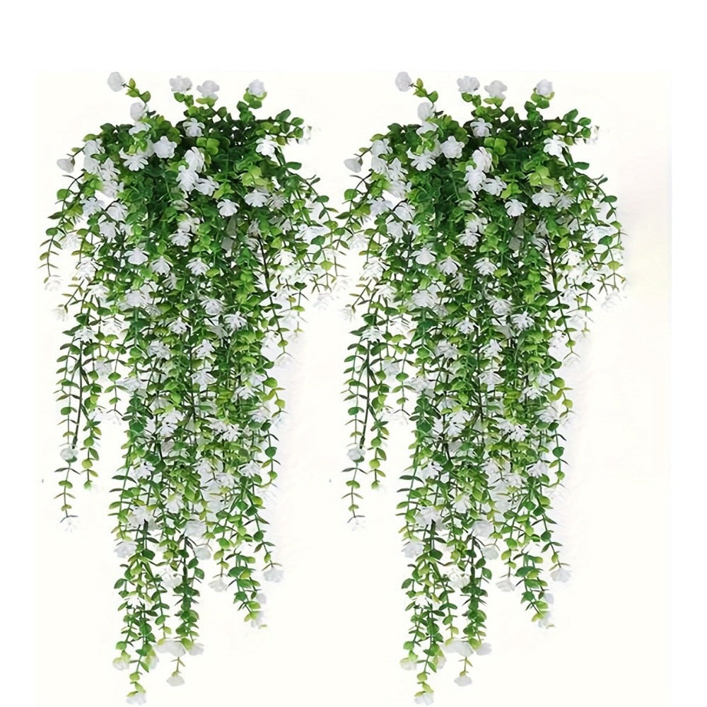 Artificial Hanging Plants UV Resistant Faux Flowers Vine Fake Ferns - 10 Bunches Indoor Outdoor Wedding Patio Balcony Home Decor
