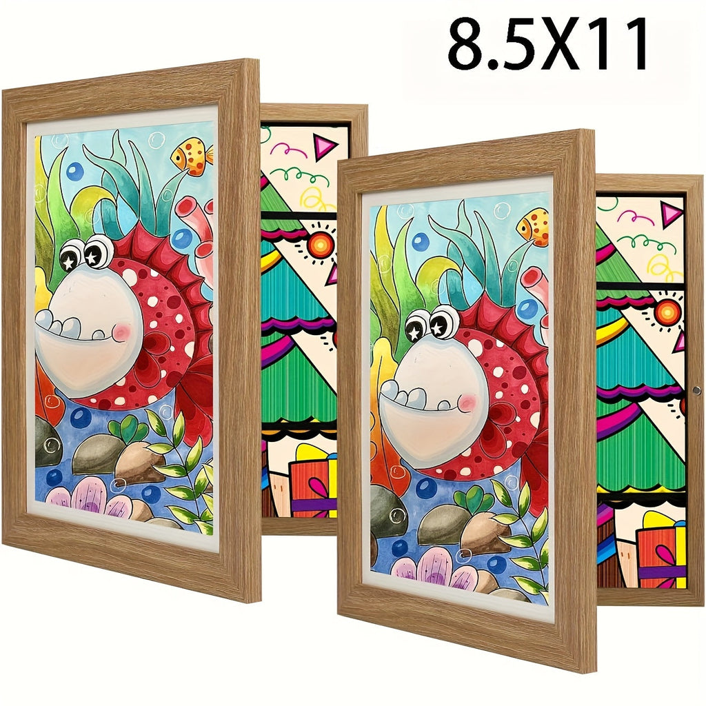 Kids Artwork Frame Front Opening Changeable 8.5x11 Children Art Display Picture Frame Holds 100+ Pieces for Drawing Crafts Photos 2 Pack 4 Pack Wood White