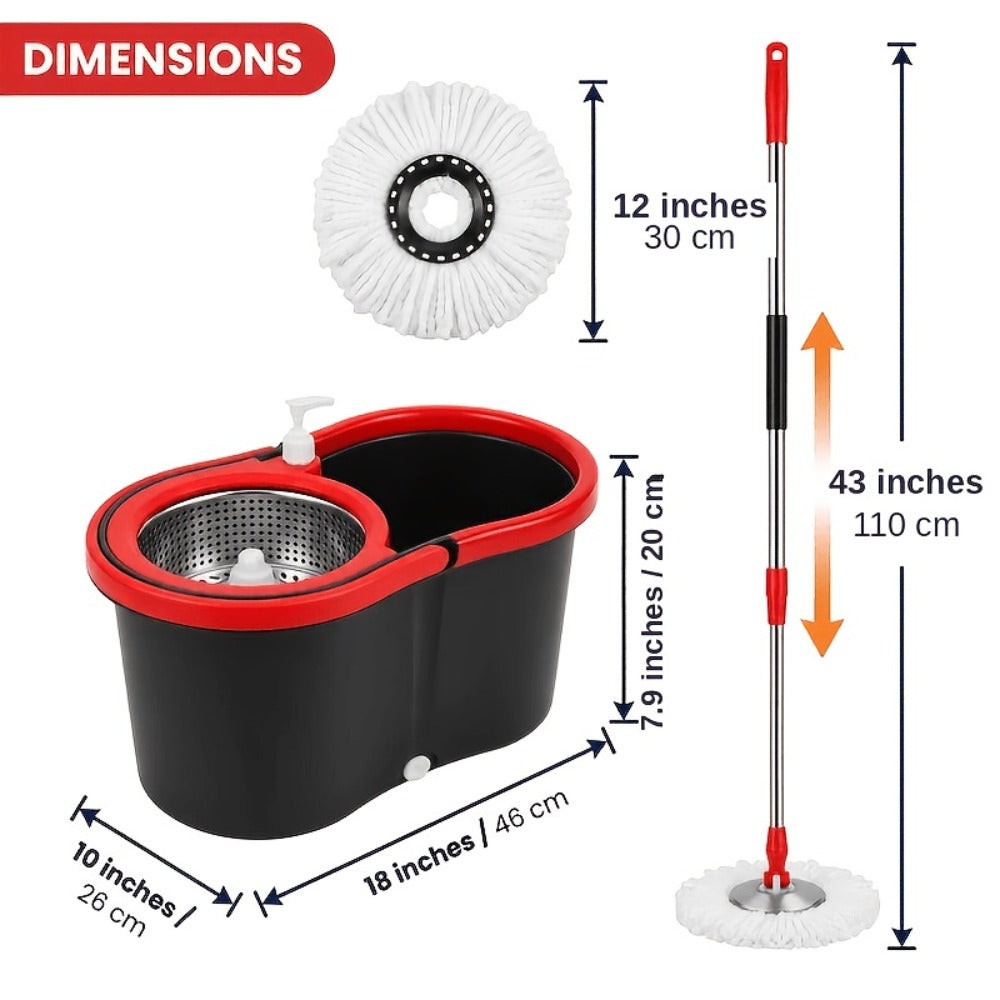 Spin Mop and Bucket Set 360¡ã with 4 Microfiber Mop Heads ¨C Wringer Bucket Floor Cleaning Kit for Hardwood Tile Laminate ¨C Spinning Mop System Home Kitchen