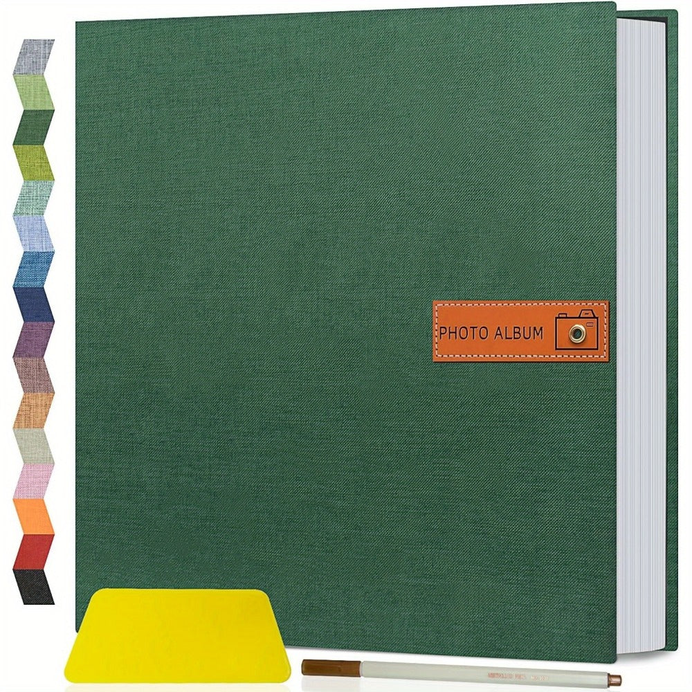 Self Adhesive Photo Album Scrapbook ¨C Large Linen Cover Memory Book for 4x6 5x7 8x10 Photos, DIY Picture Book with Metal Pen, Gift for Mom, Baby, Wedding, Valentine's Day & Mother's Day, 40 & 60 Pages