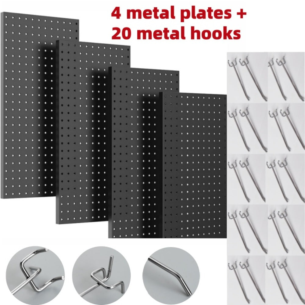 Pegboard Wall Organizer with Metal Hooks - Heavy Duty Garage Tool Storage Board for Workshop Warehouse Wall Mount - Space Saving Tool Rack System for Garage Organization
