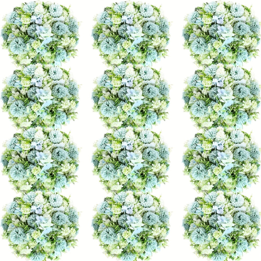 Artificial Peony Flowers 12 Bundles - Faux Peony & Hydrangea Bouquet for Wedding Centerpiece, Table Floral Arrangement, Vase Decor, Home & Holiday Decoration (Blue White, Pink, Purple, White, Green)