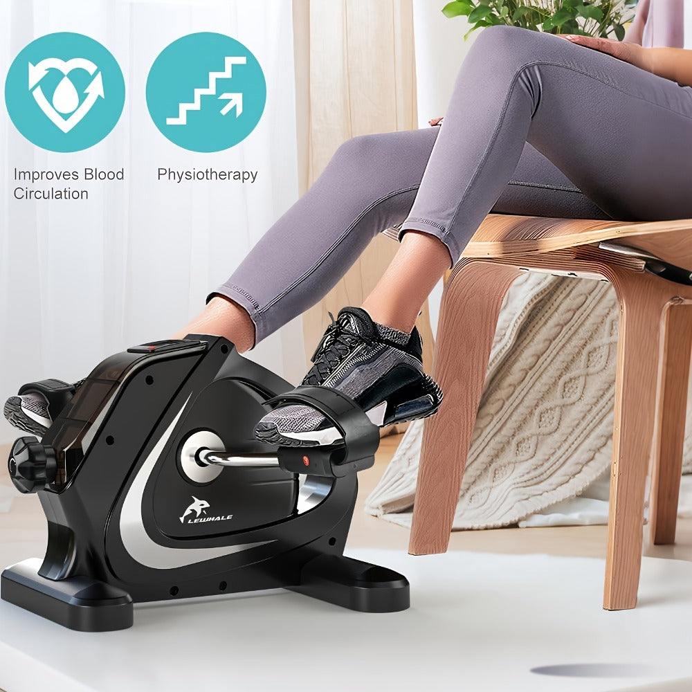 Portable Elliptical Trainer Mini Exercise Bike Under Desk Pedal Exerciser LCD Display 8 Resistance Levels Silent 350lb Capacity Arm Leg Training for Home Office Seniors