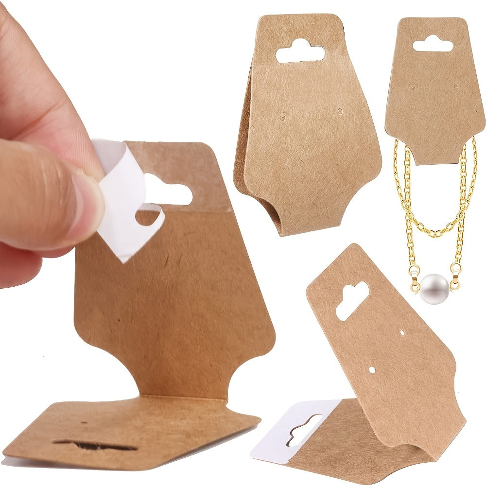 Jewelry Display Cards Wooden Self-Adhesive Kraft Backing | Rounded Corner Hang Tags for Necklaces Bracelets Keychains Boutique Packaging Home Organizing 11 99 Pack