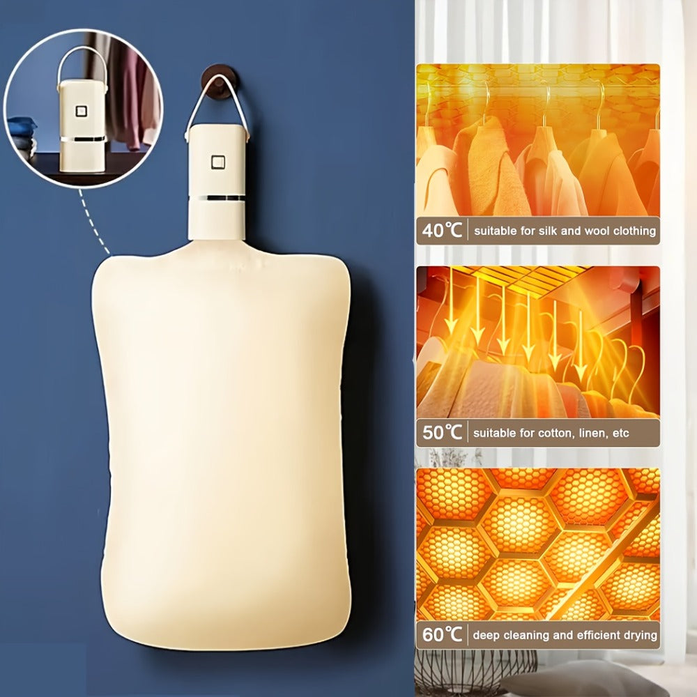 Portable Mini Dryer with Timer Function Compact Travel Clothes Dryer with Drying Bag for Delicates Underwear Small Clothing Items Apartments Dorms RVs Quick Easy Use
