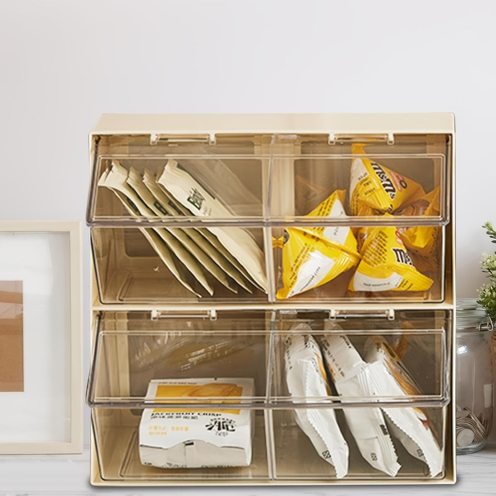 Acrylic Tea Bag Organizer Box with Lid, Large Capacity 3-Compartment Transparent Storage Chest for Kitchen Countertop, Food-Safe Acrylic Holder for Tea Bags, Coffee Capsules, Milk Powder & Masks