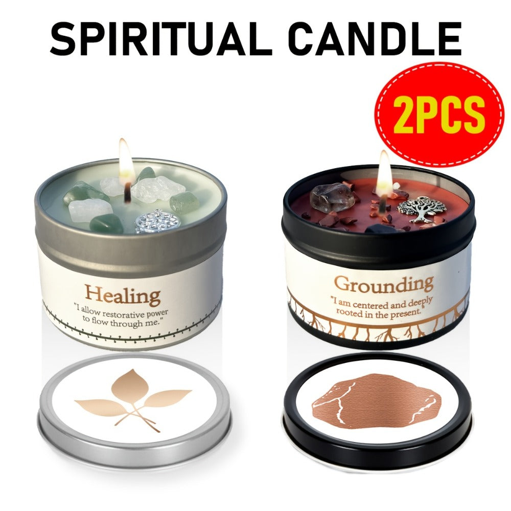 Manifestation Candles Scented Soy Wax with Crystal & Guidance Card for Meditation Yoga Focus | Law of Attraction Abundance Candle | Christmas Birthday Gift for Women