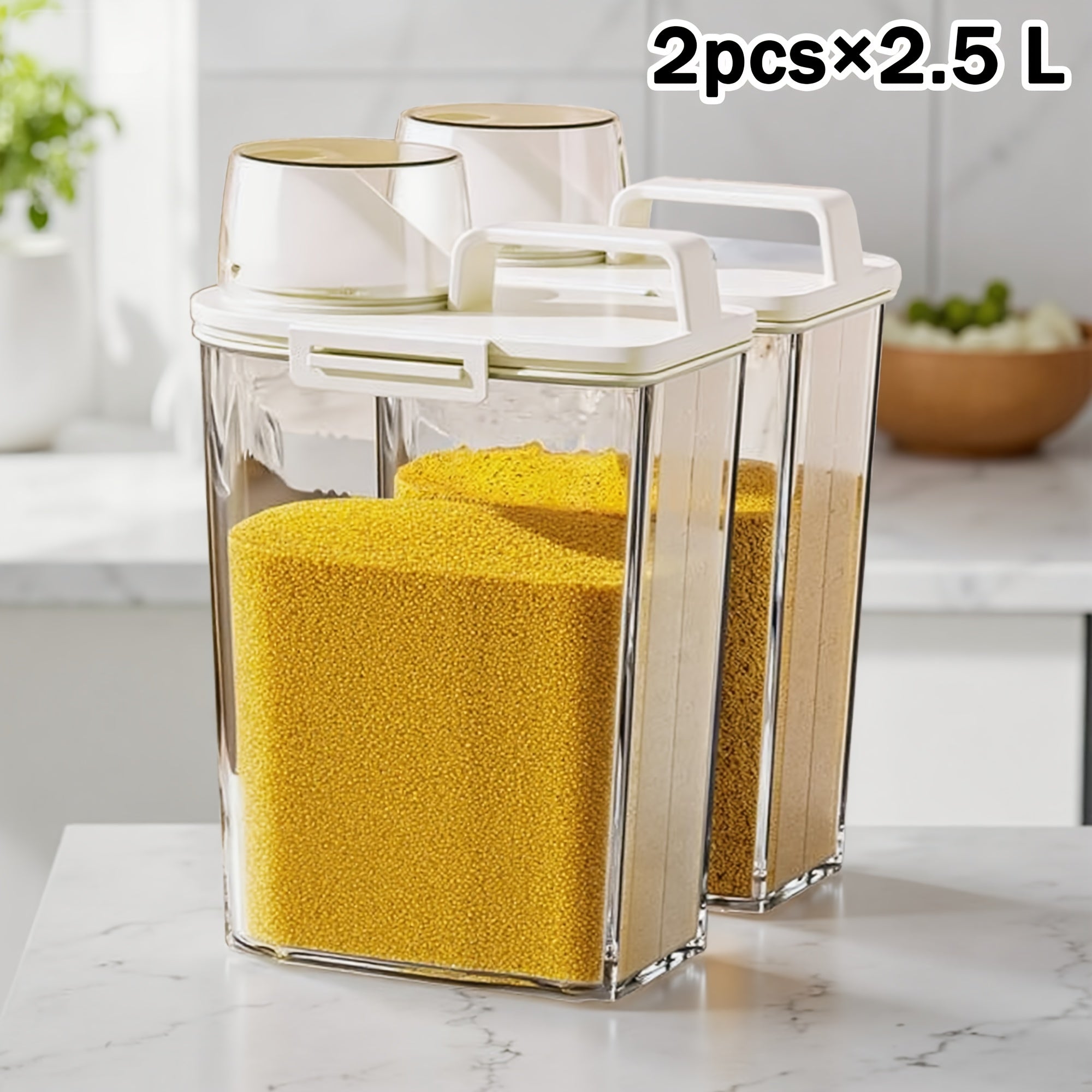 Airtight Food Storage Containers 2/4/6 Pack - BPA-Free 2.5L & 3L Plastic Pantry Bins with Lids, Measuring Cup, Leakproof Seal for Nuts, Flour, Rice, Kitchen Organizer