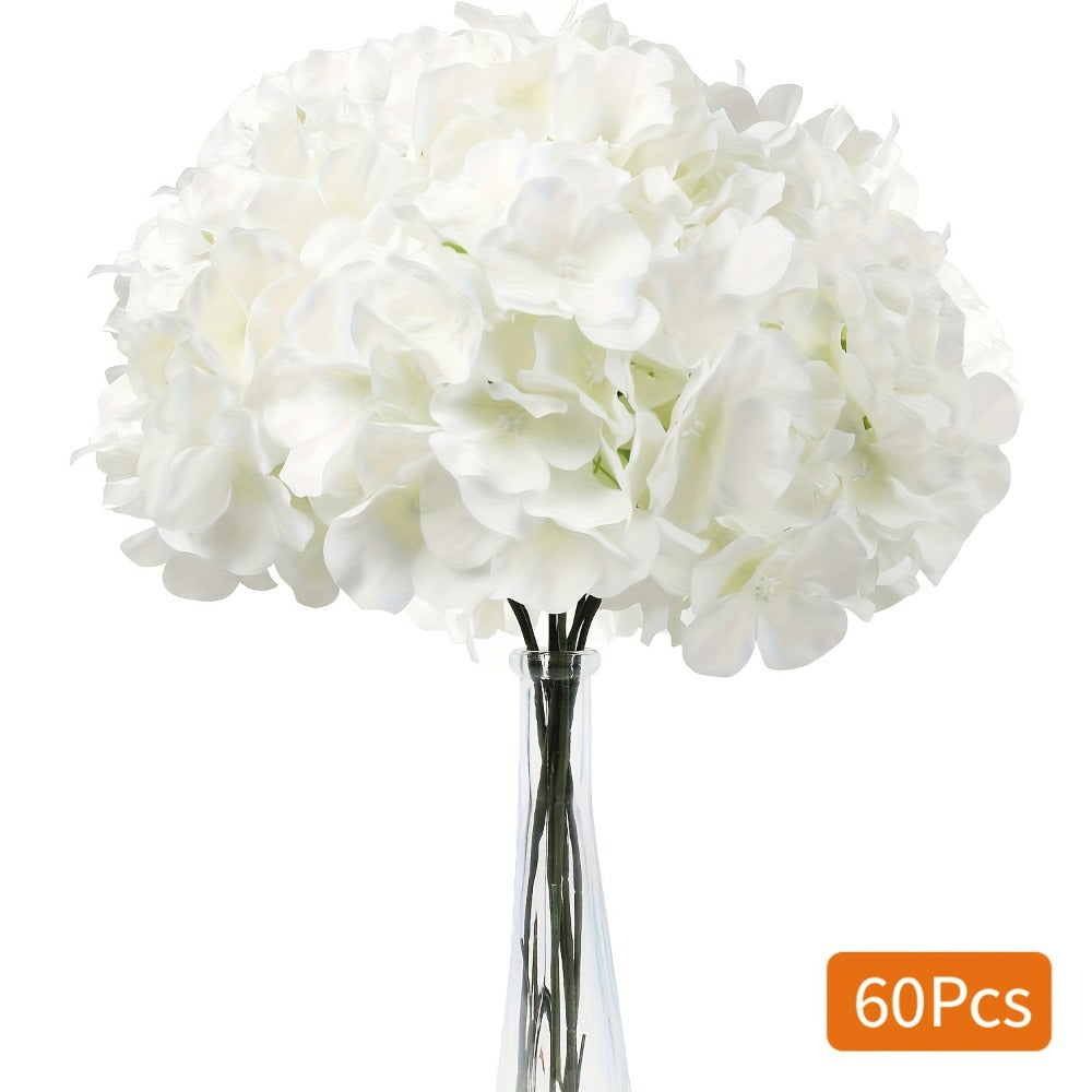 Artificial Hydrangea Flowers with Stems 60 Pack ¨C Fake Hydrangea Flower Heads for Wedding Centerpieces, Bouquets, DIY Home Decor, Garden & Party Arrangements | Realistic Silk-Look Floral Decor