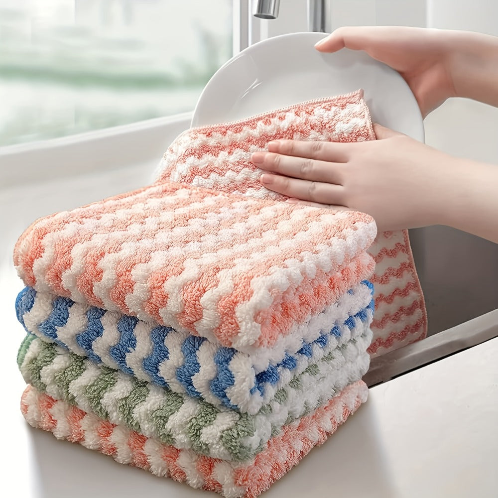 Microfiber Cleaning Cloths 18 Pack Ultra-Fine Fiber Reusable Dishwashing Cloths Knit Texture Multi-Color Assorted for Home Kitchen Dish Washing Counter Wiping Modern Style Cleaning Set