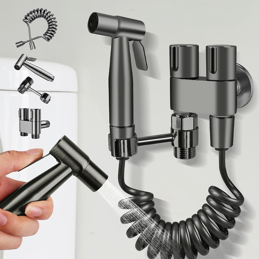 Handheld Bidet Sprayer Kit 6-Piece Wall Mounted Toilet Sprayer Set with Hose & Holder - Adjustable Pressure, Self-Cleaning Personal Hygiene Sprayer for Bathroom, Pet Shower & Toilet Cleaning