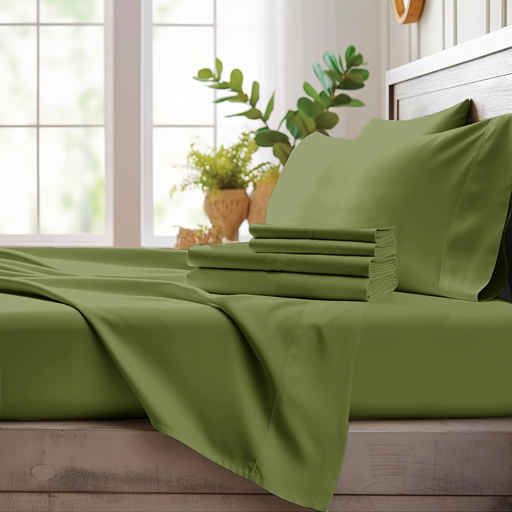 Bamboo Cooling Sheet Set 4pcs ¨C Deep Pocket Fitted Sheet Flat Sheet Pillowcases for Hot Sleepers Twin Full Queen King
