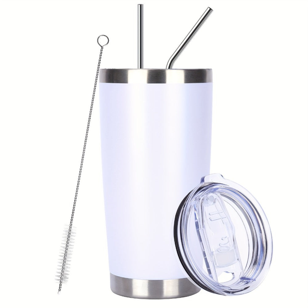 Stainless Steel Insulated Tumblers with Lid and Straw Bulk 20oz 304 Double Wall Vacuum Travel Mug for Hot Iced Coffee Drinks Water Cup Set 8pcs 12pcs 24pcs White Navy Blue Red Silver Black Mix