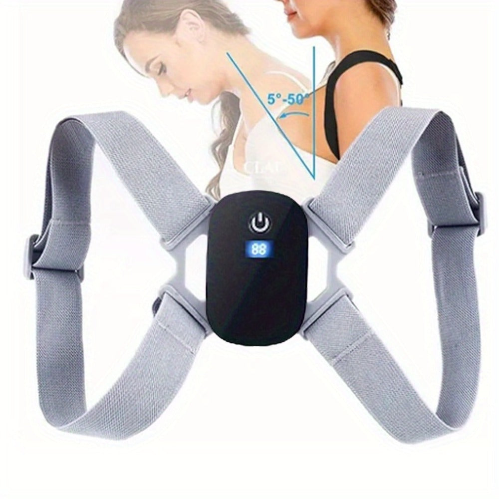 Smart Posture Corrector with Vibration Alert, Wireless Rechargeable Posture Trainer & Back Support Belt for Men Women, Adjustable Spine Correction Device for Office Gym, Hand-Washable Pink Gray Black