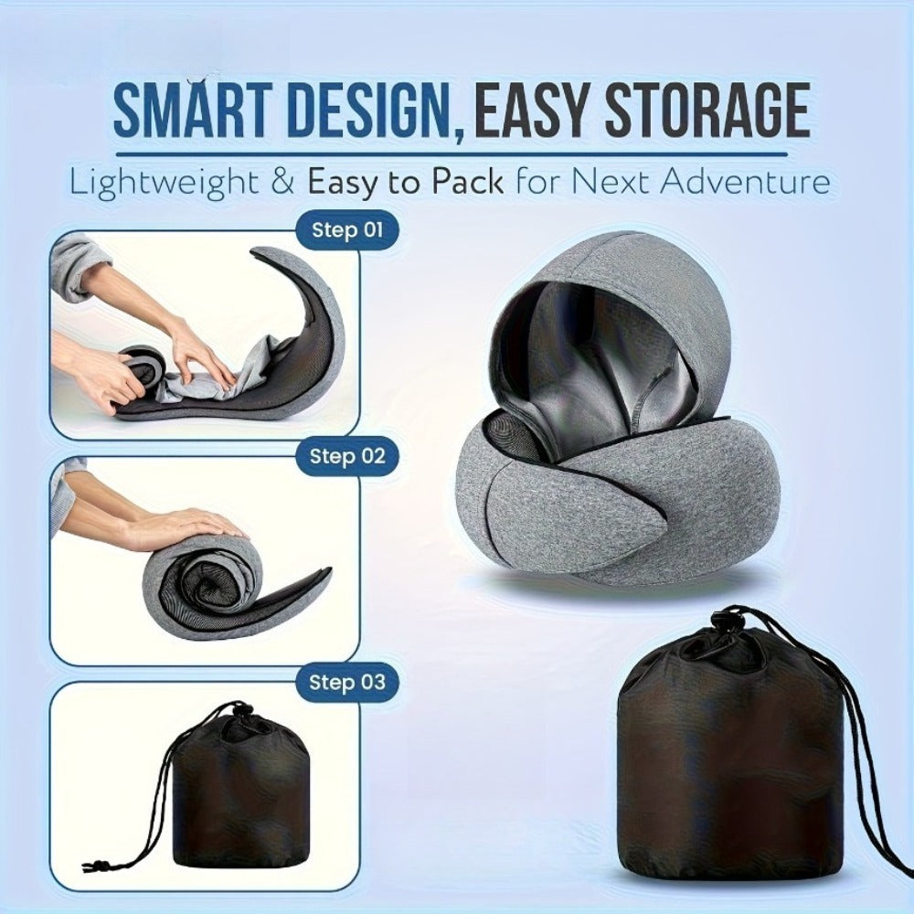 Travel Neck Pillow U-Shaped Memory Foam Cervical Support Pillow for Airplane, Car & Hotel ¨C Portable & Ergonomic