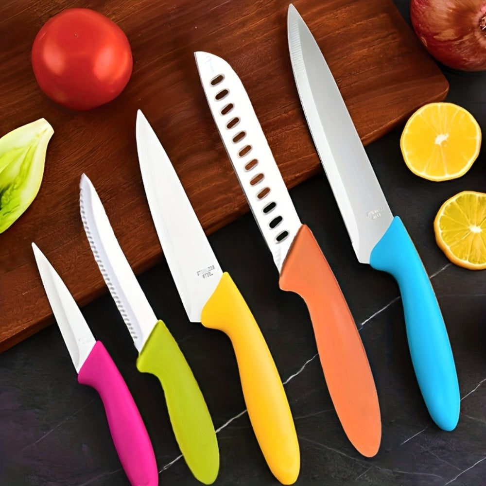 5-Piece Paring Knife Set Ultra Sharp German Steel Kitchen Knives PP Ergonomic Handle Fruit Vegetable