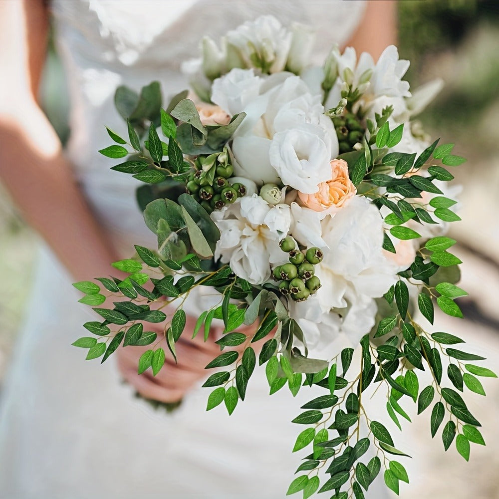Artificial Italian Ruscus Greenery Stems 27.6¡± ¨C Faux Green Leaf Spray for Wedding Arch, Bouquet Filler, Table Centerpiece & Home Decor | Realistic Thick Foliage | 16, 24 or 32 Stems