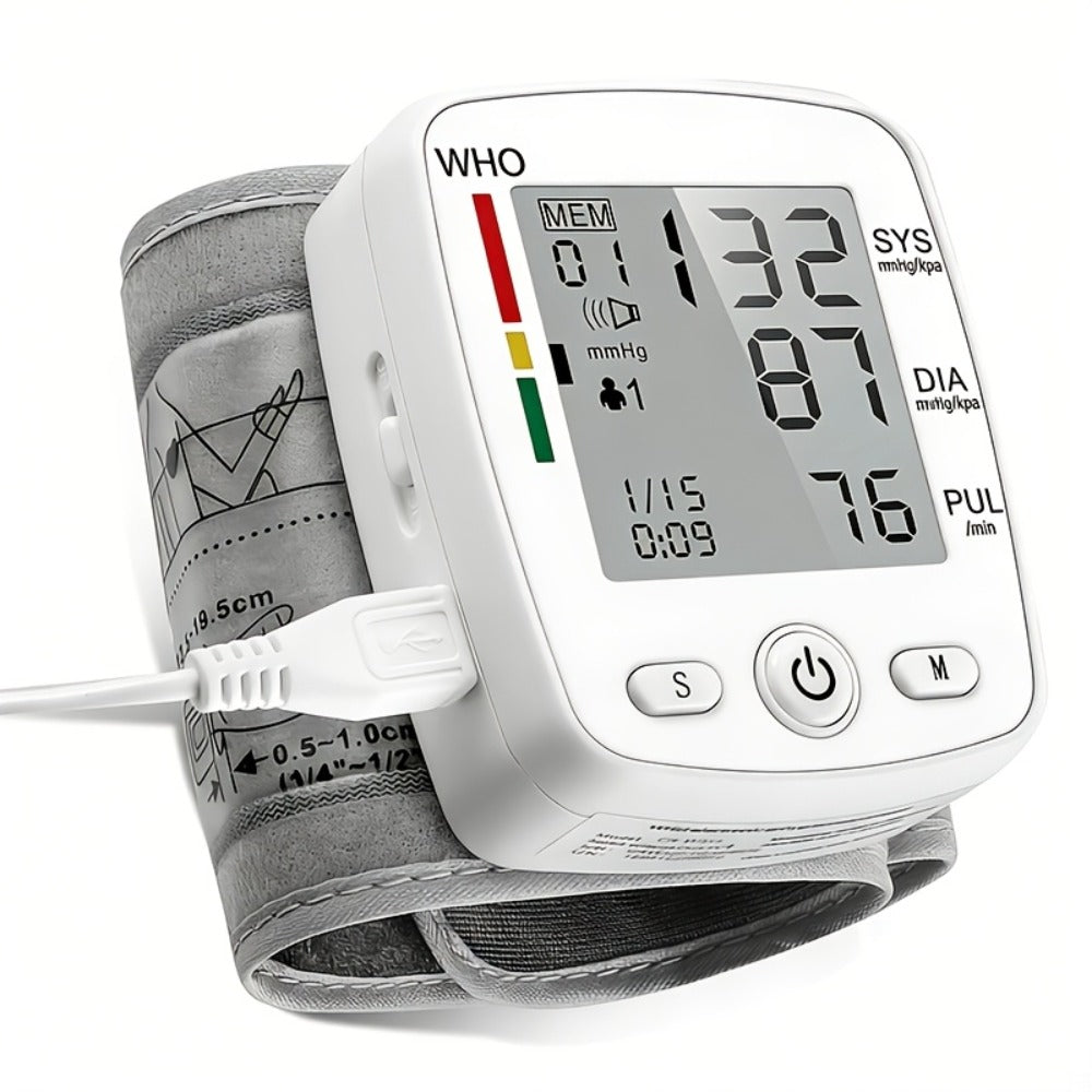 Wrist Blood Pressure Monitor - Digital BP Monitor Rechargeable with 2¡Á99 Memory, Large LCD Display, Voice Broadcast & Portable Case for Home & Travel Use (Black / White / BP188W)