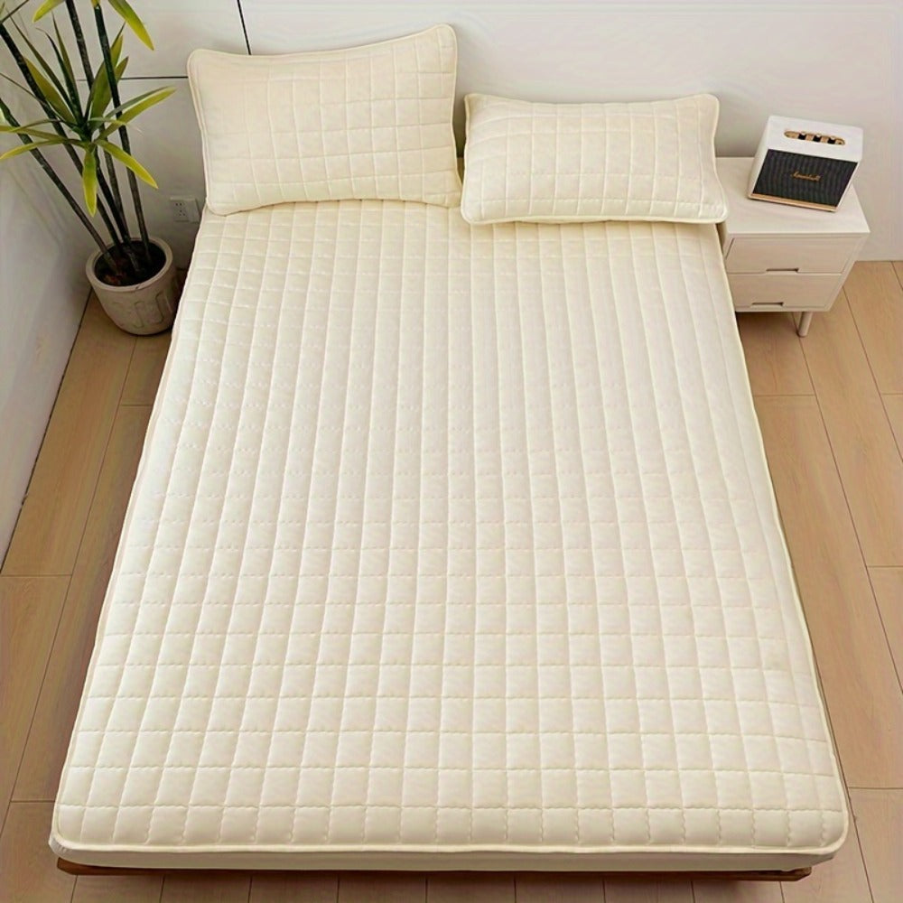 Quilted Waterproof Mattress Protector Soft Breathable Mattress Cover with Deep Pocket for Full Queen King - Solid Color Bedding Pad for Bedroom Guest Room Hotel Apartment School