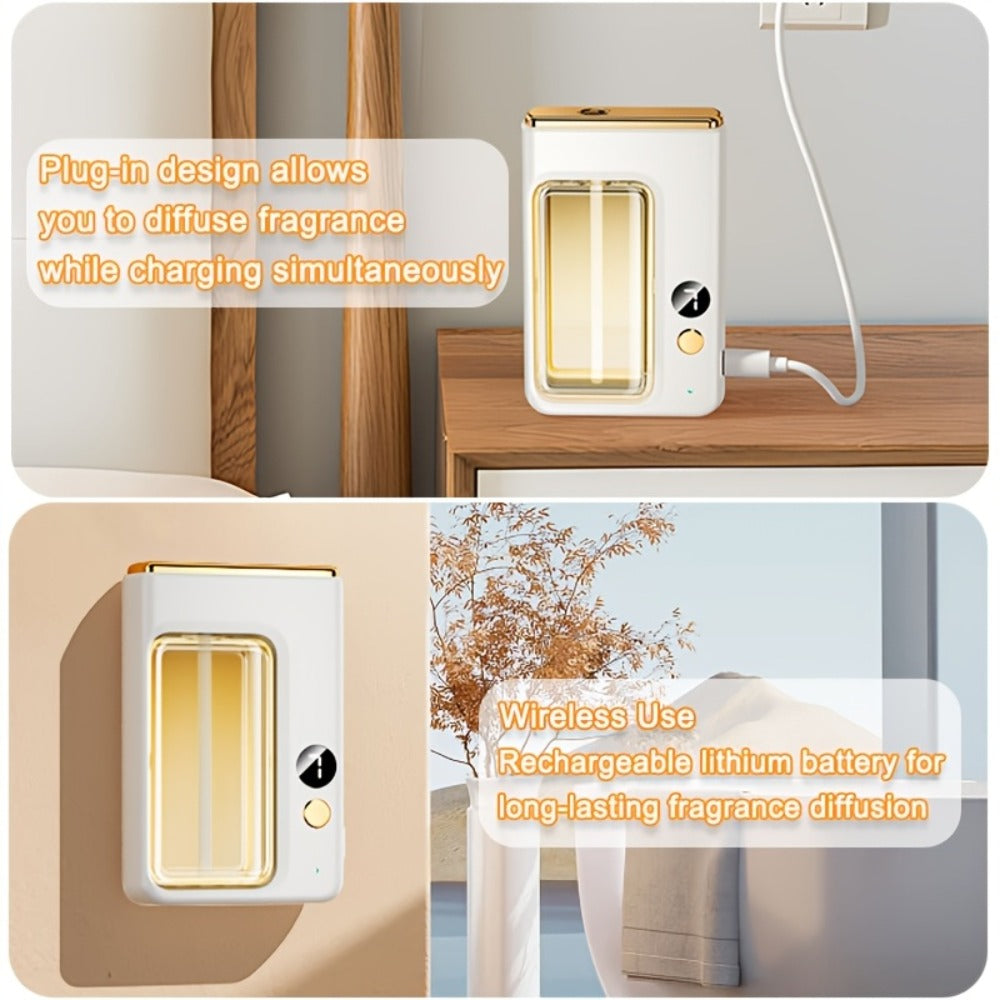 Essential Oil Aromatherapy Diffuser Set ¨C Mini Humidifier with 7 Spray Levels, 1/4/8 Hour Timer, 5.07oz Capacity, Room Decor Scent Diffuser with Hilton, Gardenia, Ocean & Shangri-La Oils