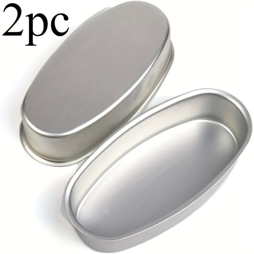 Nonstick Oval Cheese Bread Pan Set of 2, Aluminum Baking Pan for Bread, Cake and Meat, Oven Safe Loaf Mold for Home and Bakery, Cheesecake Baking Mold