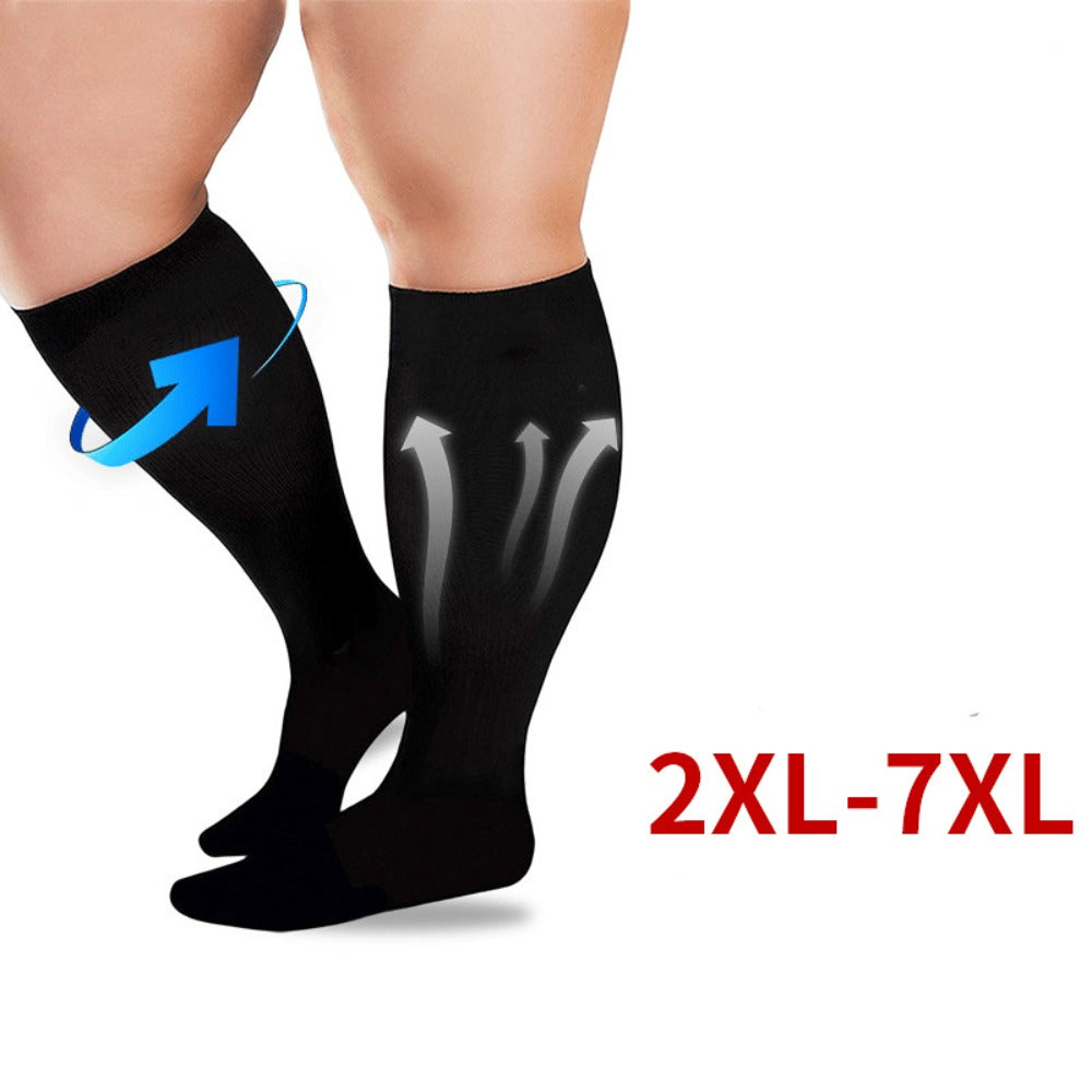 Plus Size Compression Socks 2 Pairs High Elasticity Sports Fitness Oversized Socks for Men Women 2XL 3XL 4XL 5XL 6XL 7XL Running Athletic Support