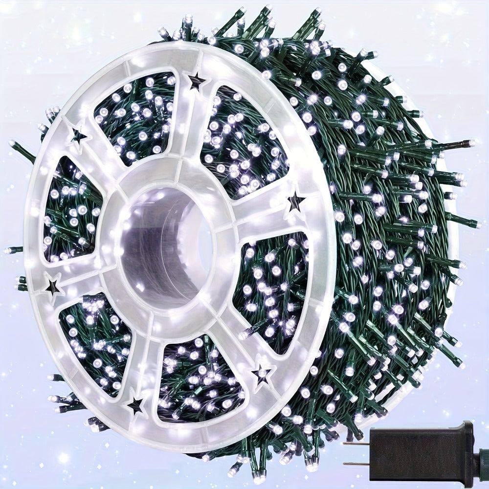 500 LED Christmas String Lights 170 Feet ¨C 8 Lighting Modes with Memory Plug, Transparent Wire Outdoor Lights for Christmas Tree, Party, Balcony & Holiday Decoration ¨C Warm White & Multicolor