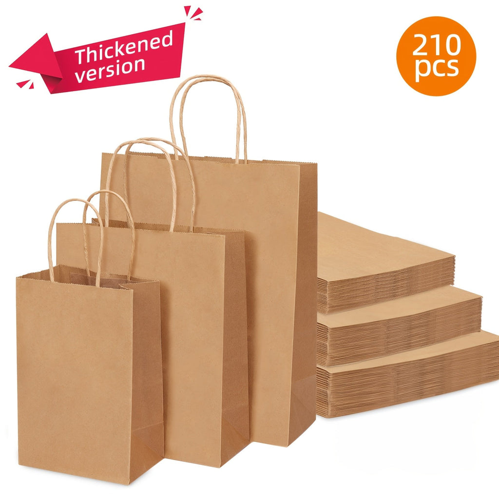 Kraft Paper Bags with Handles Bulk ¨C 75/90/120/210 Pcs Gift Bags 3 Sizes 110g Shopping Bags for Wedding Party Retail Favor Wrapping Easy Storage