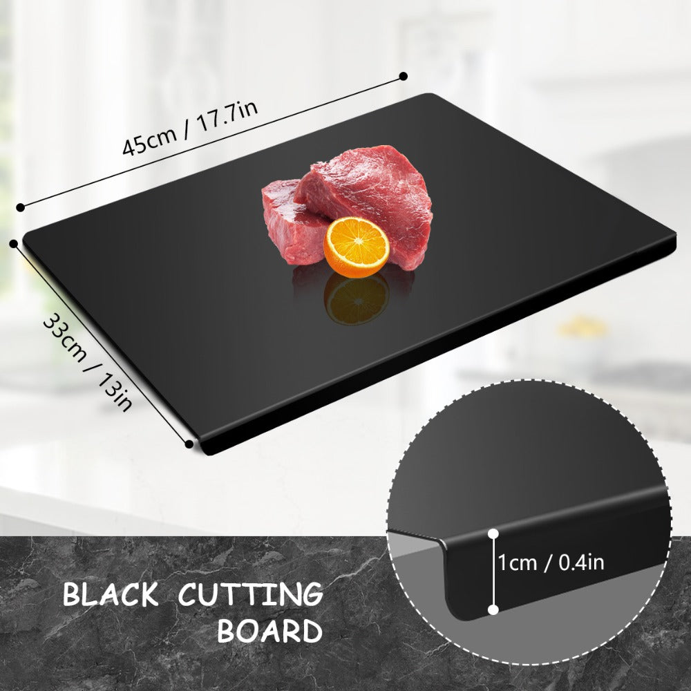 Acrylic Cutting Board with Counter Lip - BPA-Free Food-Safe Clear & Black Kitchen Chopping Board 60% Thicker Non-Slip Countertop Protector for Home and Professional Use