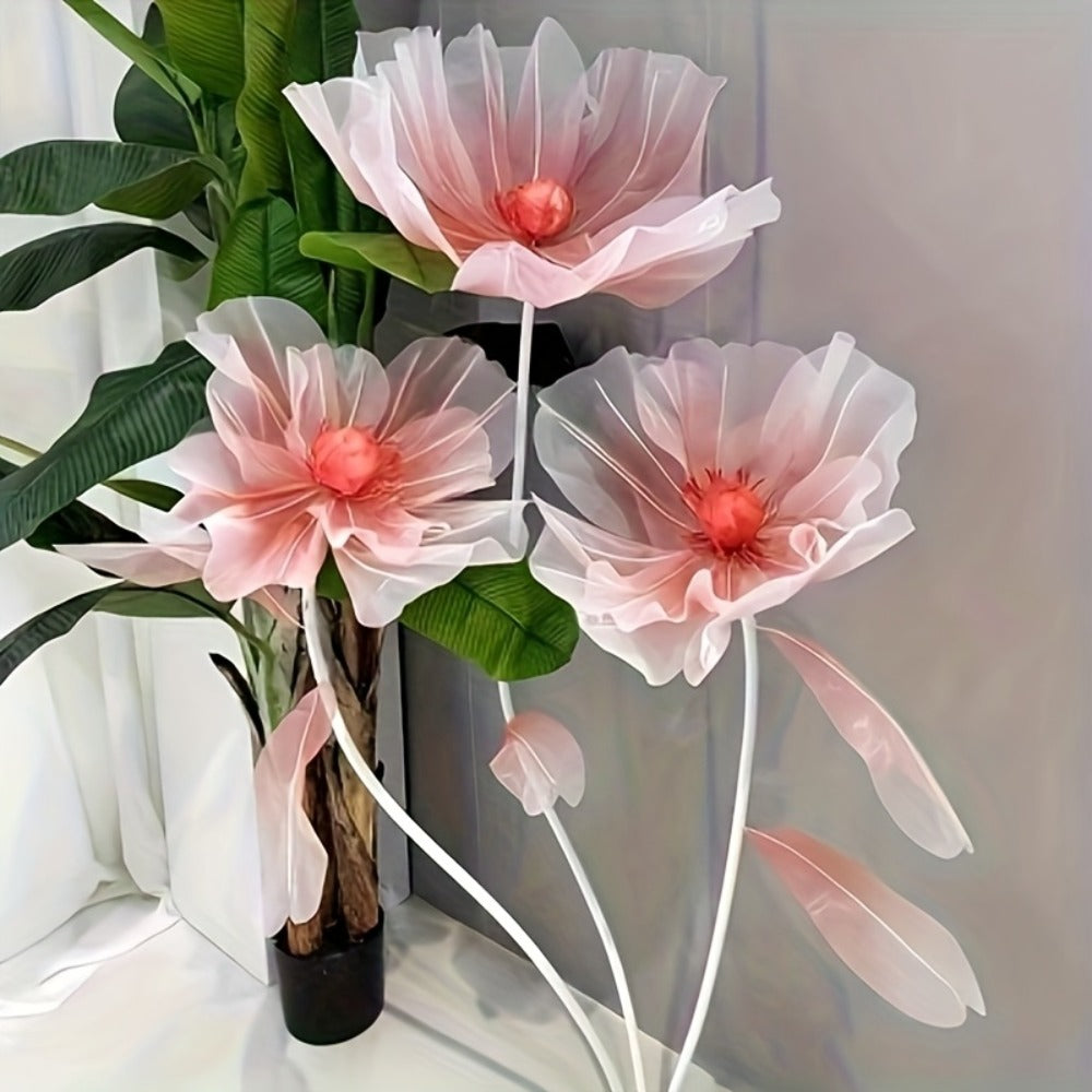 Artificial Silk Peony Flowers Giant Set of 3 Large Fake Flowers with Base & Branches for Wedding, Birthday Party, Home Decor & Window Display ¨C 8 Colors