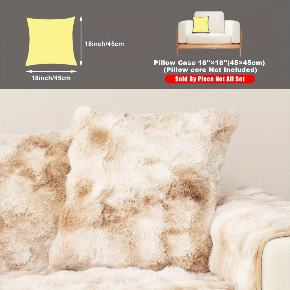 Plush Sofa Cover Faux Lamb Thick Fluffy Couch Slipcover Pet Friendly Machine Washable Gradient Color Polyester Furniture Protector for Armchair Single Double Triple Sofa Living Room Home Decor