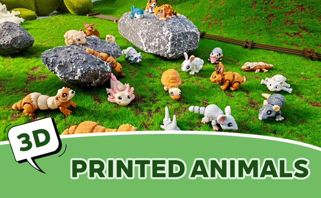 3D Printed Animal Figurines Set 21pcs, Mini Movable Joints Realistic Collectible Animal Statues for Adults, Home Office Desk Decoration Display & Gift