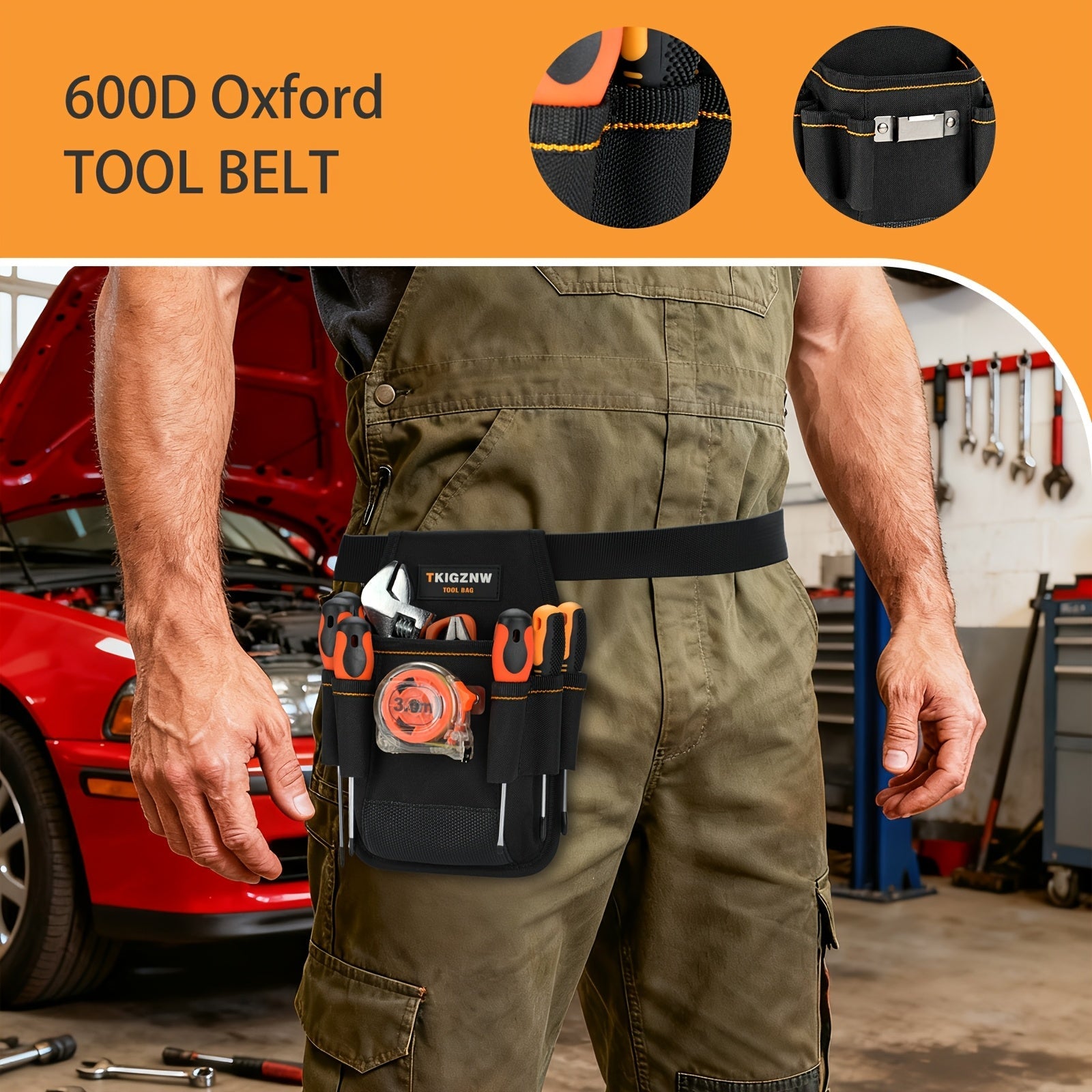 Tool Bag Heavy Duty 7-Pocket PVC Organizer for Mechanics & Electricians ¨C Multi-Pocket Hand Tool Storage Bag, Portable Jobsite Toolbag for Plumbers, Contractors & DIY
