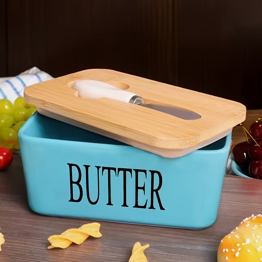 Ceramic Butter Dish with Lid and Knife ¨C Large Countertop Butter Keeper, Airtight Seal, Easy-Clean Design, Multiple Colors ¨C Kitchen Gift for Butter Lovers