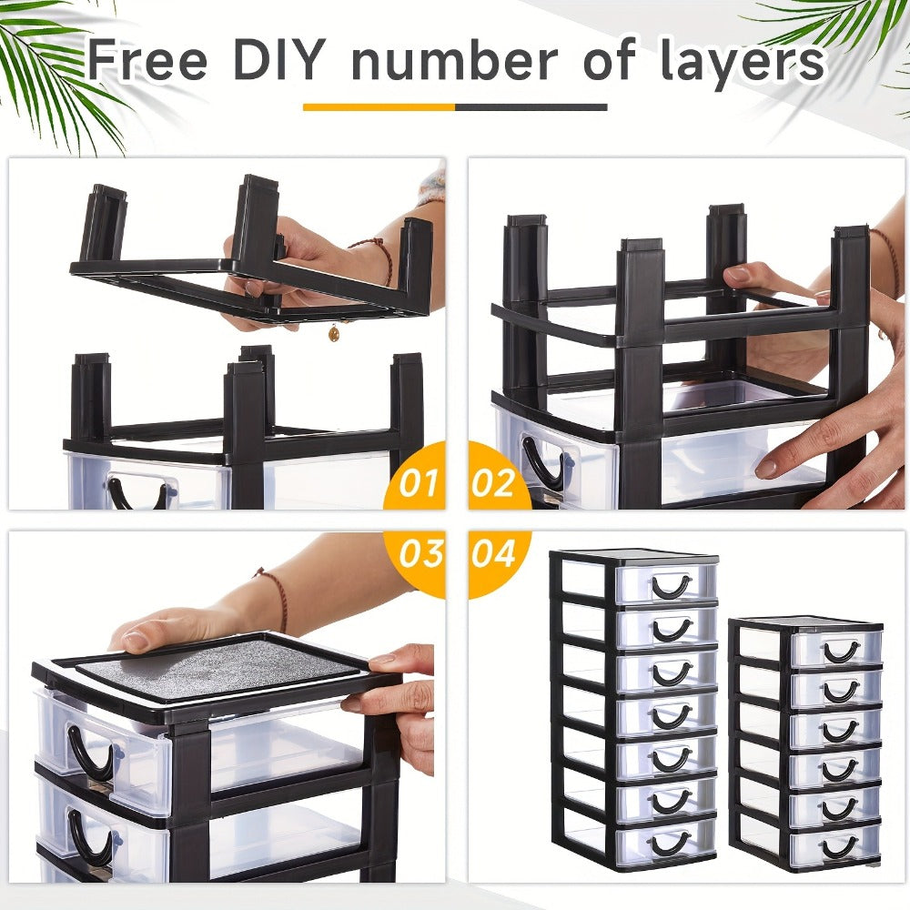 7-Drawer Desktop Organizer Clear Front Drawers Heavy-Duty Plastic Storage Box for Home Office, Jewelry, Craft & Small Parts ¨C Space-Saving Compact Design