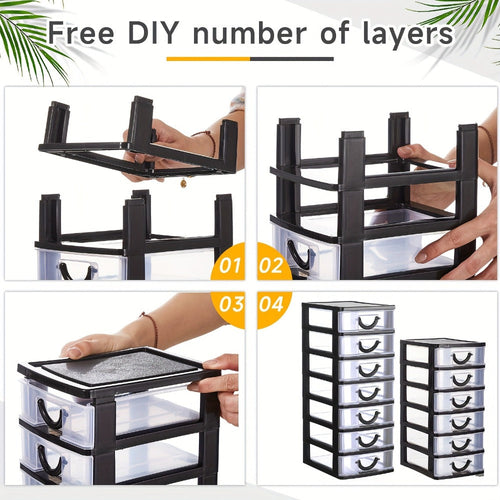 7-Drawer Desktop Organizer Clear Front Drawers Heavy-Duty Plastic Storage Box for Home Office, Jewelry, Craft & Small Parts ¨C Space-Saving Compact Design