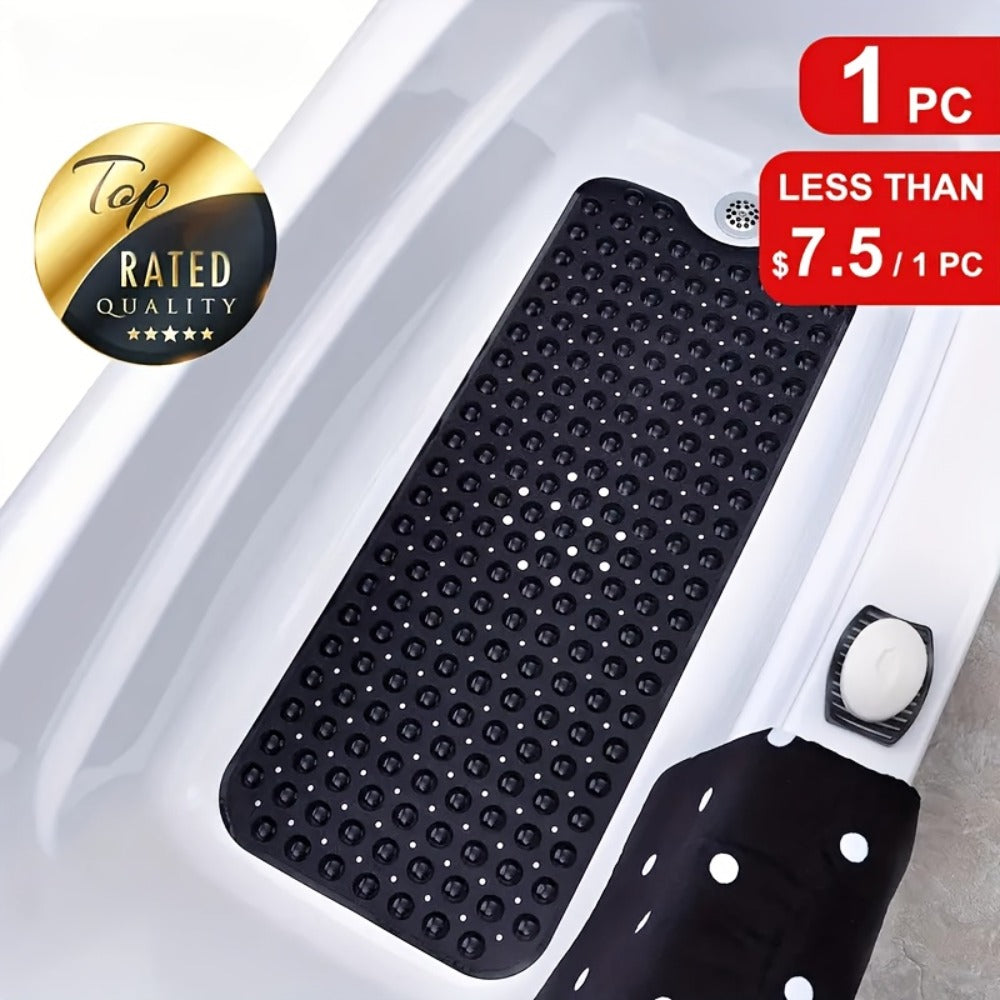 Non-Slip Bath Mat with Suction Cups Machine Washable Quick-Dry Shower Mat with Drain Holes Bathtub Mat for Bathroom Tub Safety Comfort Wet Area Protection Textured Surface