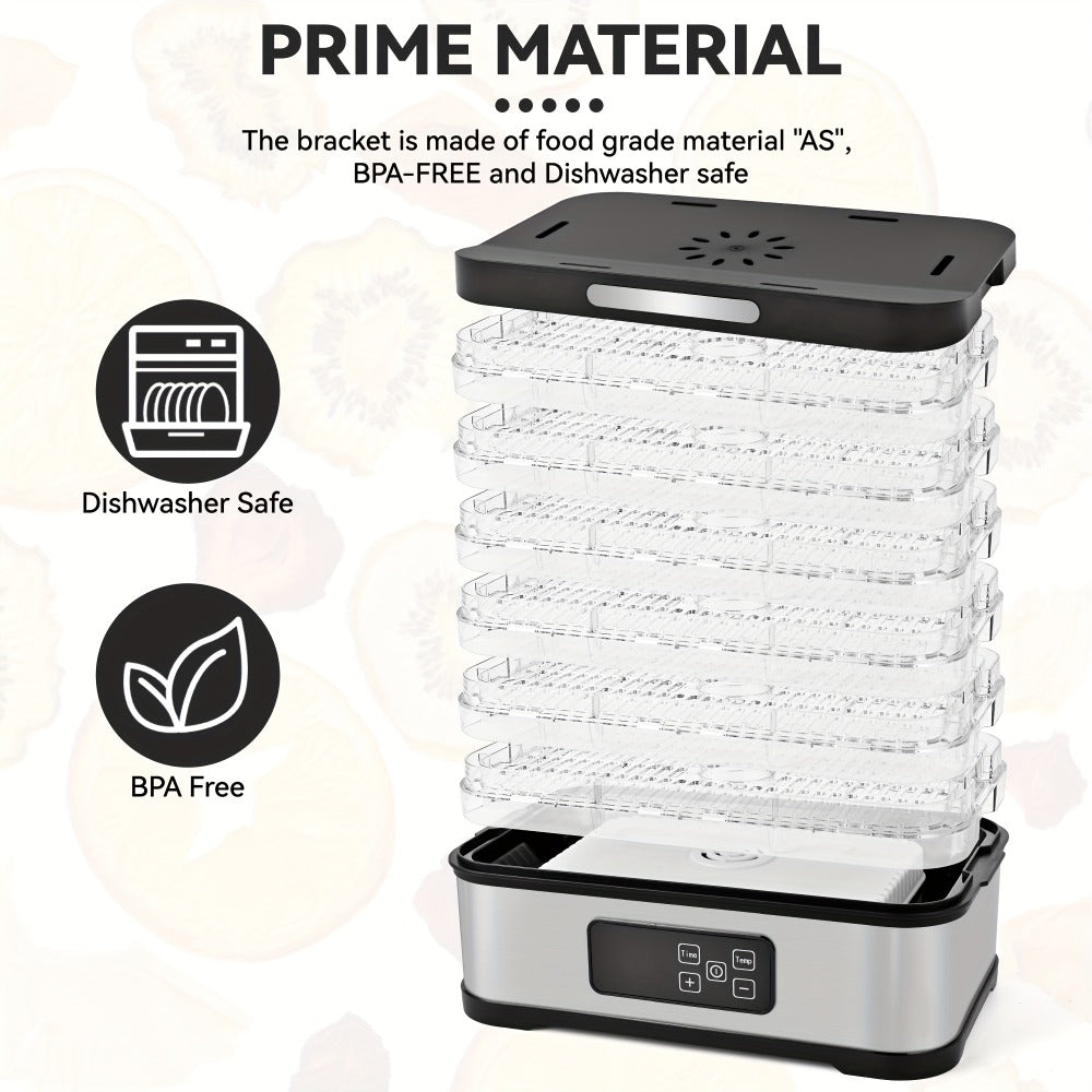 Food Dehydrator Machine 5-Tray with Digital Thermostat & Timer | Stainless Steel | Jerky Fruits Herbs Veggies Yogurt Pet Treats | Ultra-Quiet Energy-Saving | Home Kitchen RV Camping Dehydrator