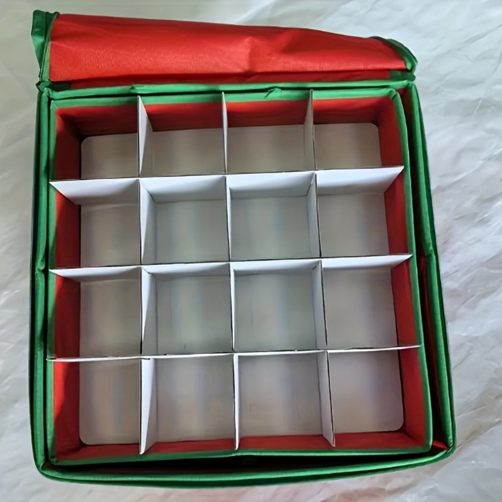 Christmas Ornament Storage Box ¨C Holds Up to 64 Holiday Ornaments, Adjustable Dividers, Covered Lid & Dual Handles, Clear Protective Container Keeps Decorations Safe, Clean & Dust-Free