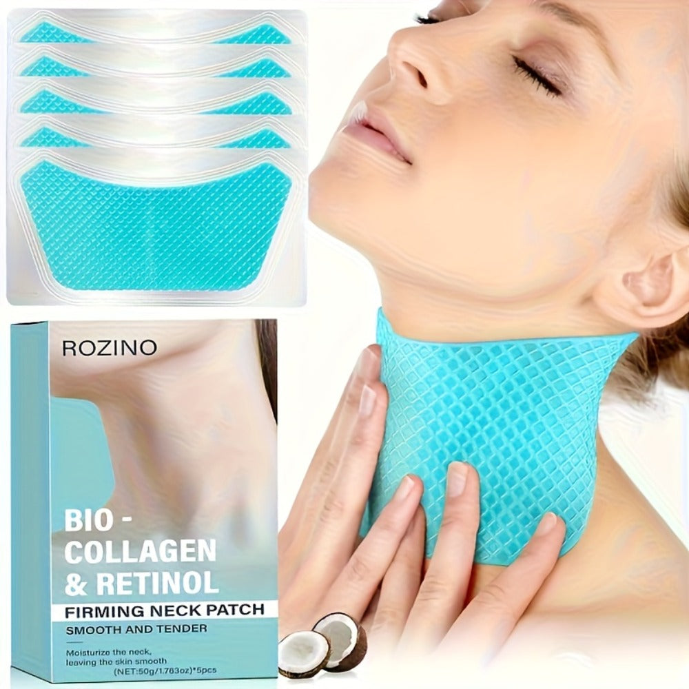 Bio Collagen Neck Lift Mask 5 Pack - Moisturizing & Brightening Gel Patches | Anti-Wrinkle, Anti-Aging, Firming Neck Skincare Treatment
