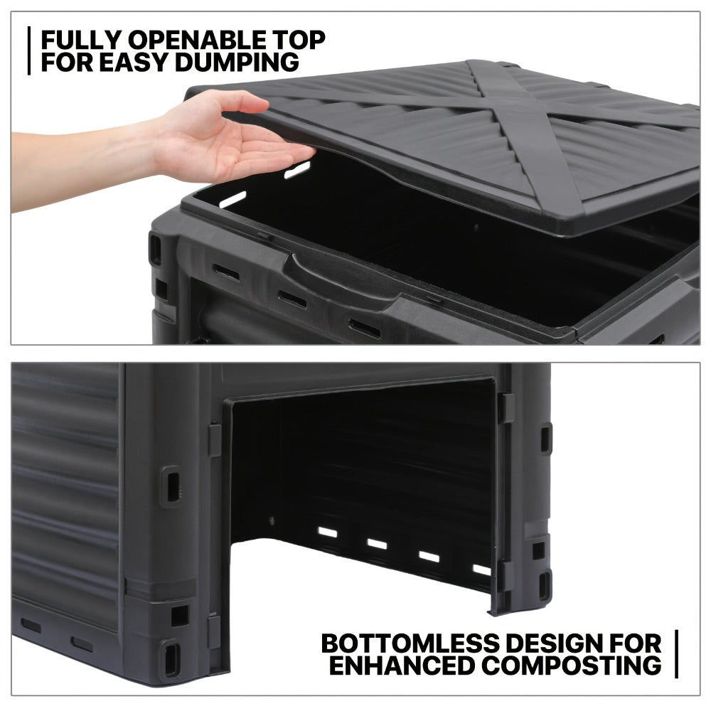 80 Gallon Large Compost Bin Outdoor Tumbler BPA Free Rotating Dual Chamber Composter with Sliding Door for Garden Patio All-Season Fast Working