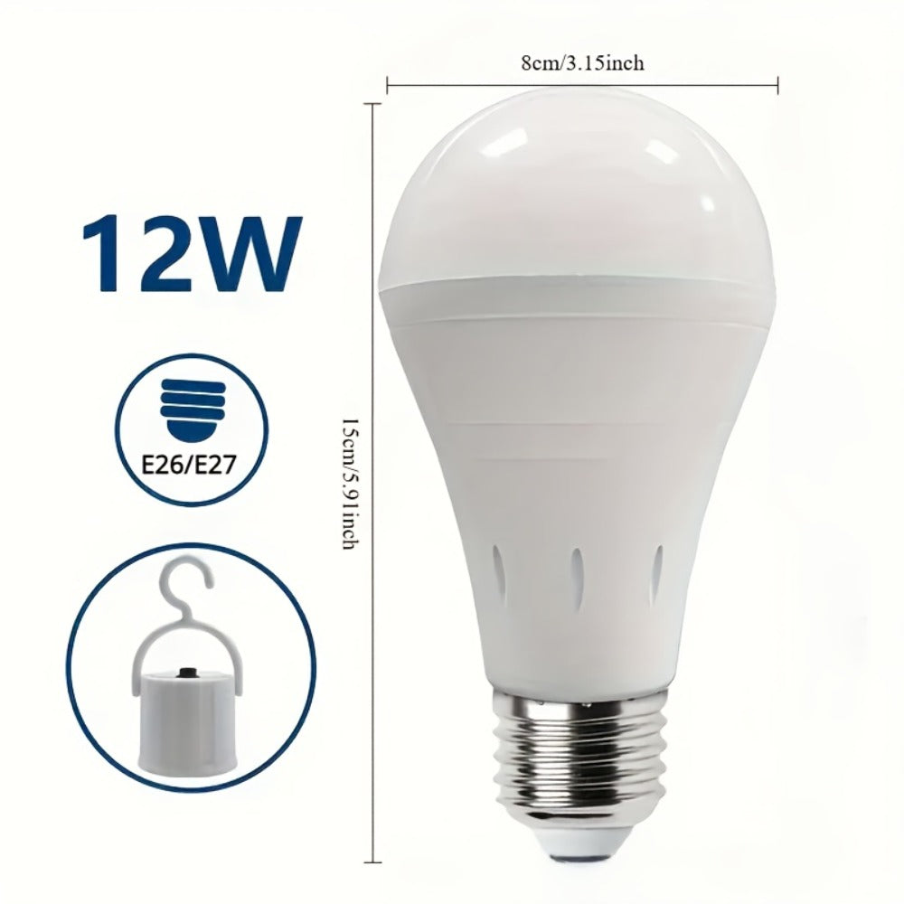 Rechargeable Emergency LED Light Bulb 12W 1100 Lumens 96W Equivalent with 800mAh Battery Backup ¨C 6500K E26 E27 Base Non-Dimmable Auto-On Power Outage Bulb for Home Office Camping, 8-Pack