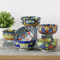 Cereal Bowl Set of 6 Bohemian Style 26oz ¨C Colorful Ceramic Bowls for Cereal Soup Oatmeal Salad Ice Cream Pasta Microwave Dishwasher Safe Boho Kitchen Decor Gift for Home