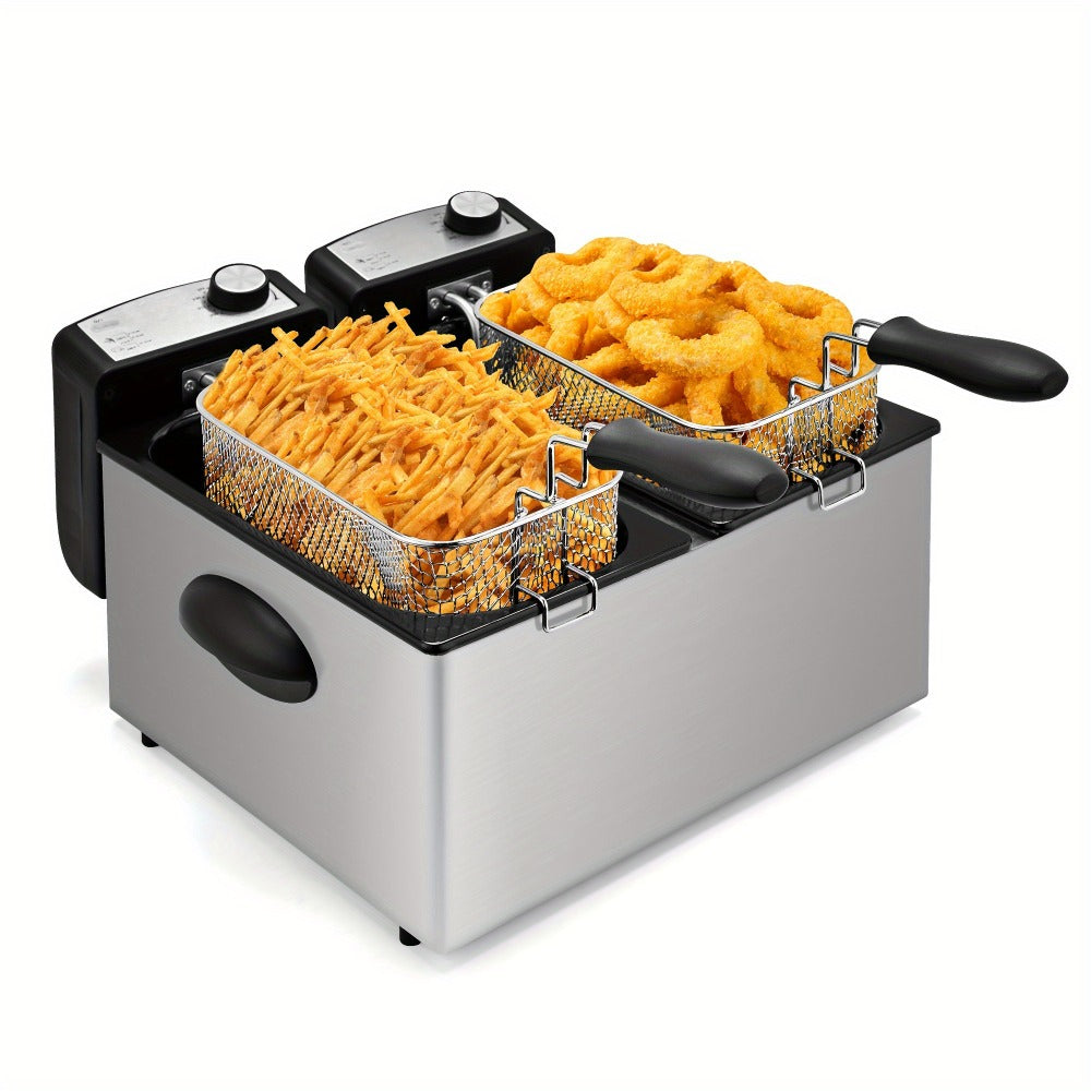 Deep Fryer Stainless Steel Large Capacity with Adjustable Temperature Control - 304 Stainless Steel Oil Fryer with Viewing Lid Cool-Touch Handles Easy Clean Basket, 5 Size Options 1.5L to 6L for Home Kitchen
