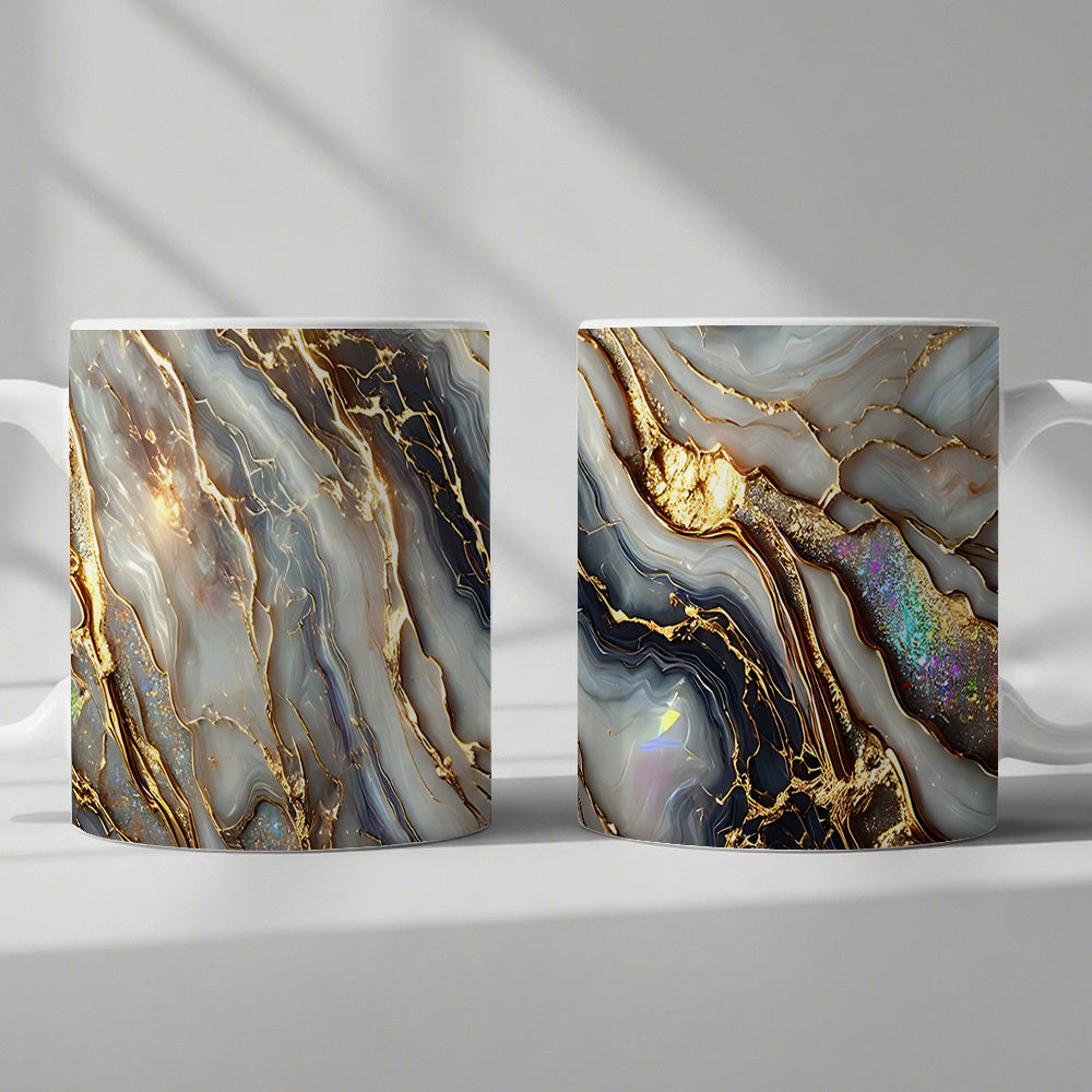 Agate Golden Vein Coffee Mug 11 Oz ¨C Luxury Marble Pattern Ceramic Cup for Home & Office ¨C Elegant Gift for Birthday, Mother's Day & Christmas ¨C Black, White & Pink