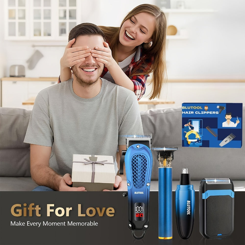 Electric Hair Trimmer & Beard Shaver Set for Men - Professional Rechargeable Hair Clipper with LED Display, All-in-One Grooming Kit for Daily Use, Home Barber & Gift for Men - Multiple Colors