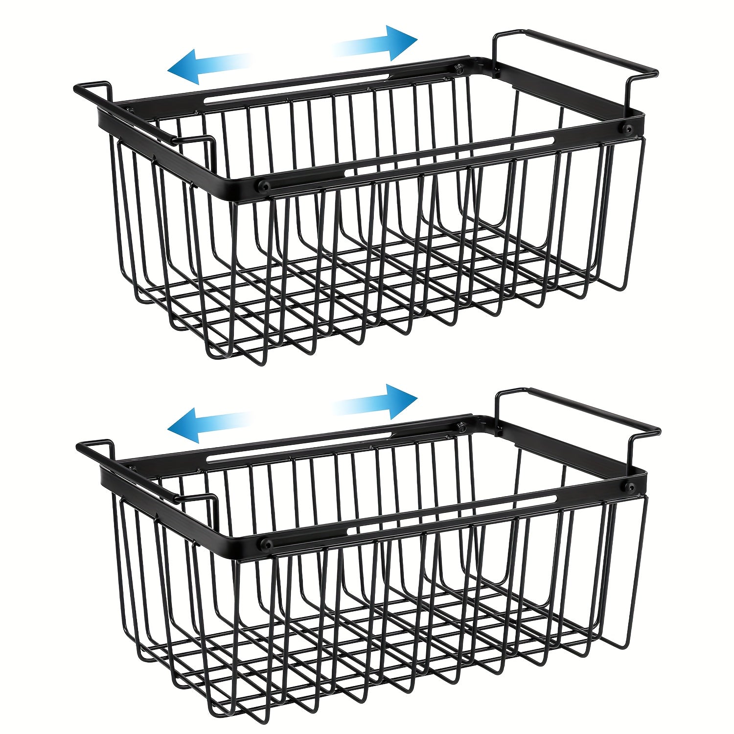 Freezer Organizer Bins, Expandable Chest Freezer Baskets with Hanging Handles ¨C Adjustable Wire Basket 15.6¡± to 24.3¡±, Heavy-Duty Iron Rust-Proof Deep Freezer Storage for Most Chest Freezers, 2 Pack